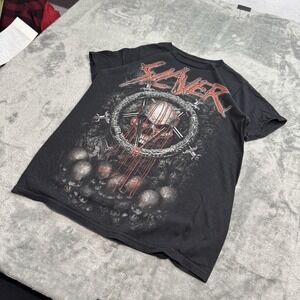 VTG 2014 Slayer Big Logo Front Print Tshirt Womens M 17.5x24.5 Grunge Goth Metal